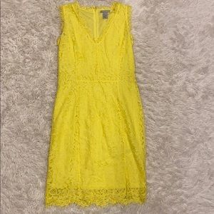 H&M yellow lace dress V neck worn once! Size S